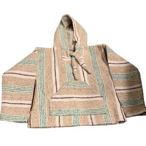 Earth Ragz Baja jacket - kids large - tan/green striped - vintage drug rug